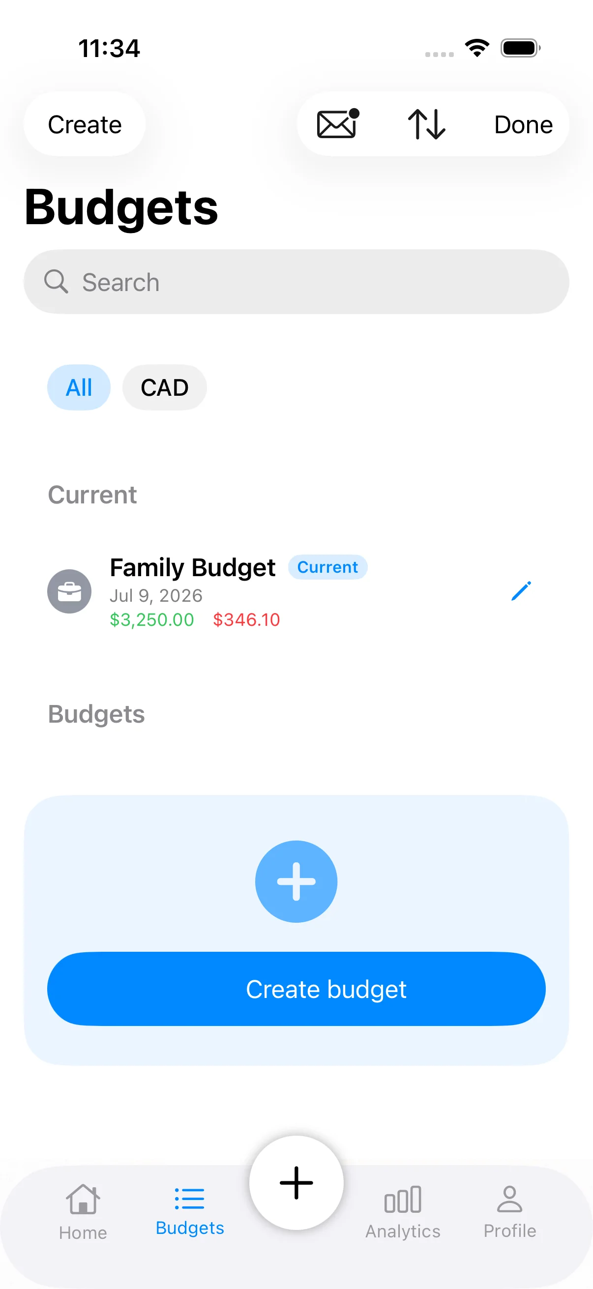 Create budget screen in KindBudget